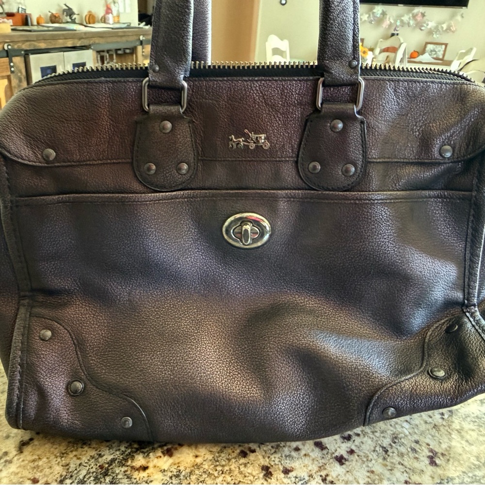 Coach dark purple Textured Leather Interior